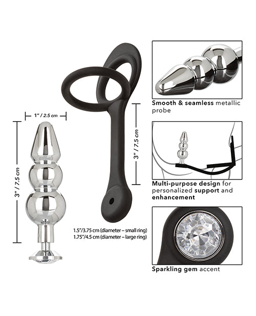 Star Fucker Beaded Plug Silicone Dual Enhancer - Black