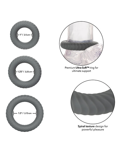 Link Up Ultra Soft Ultimate Set Silicone Cock Rings (Set of 3) - Gray