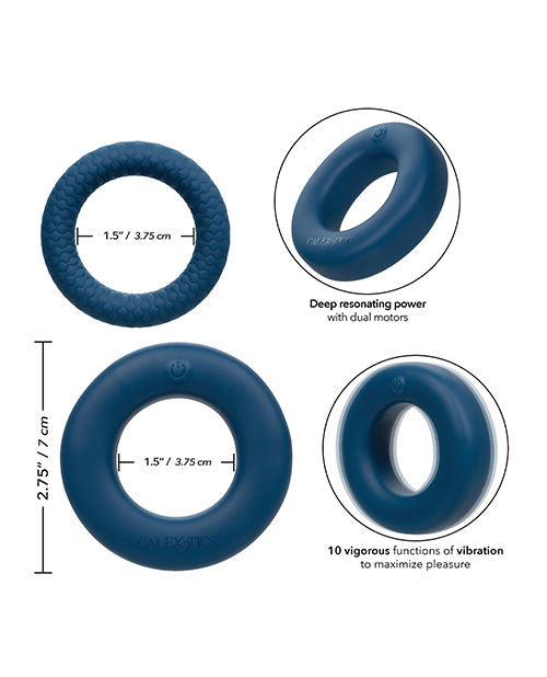 Link Up Optimum Rechargeable Silicone Cock Ring - Blue