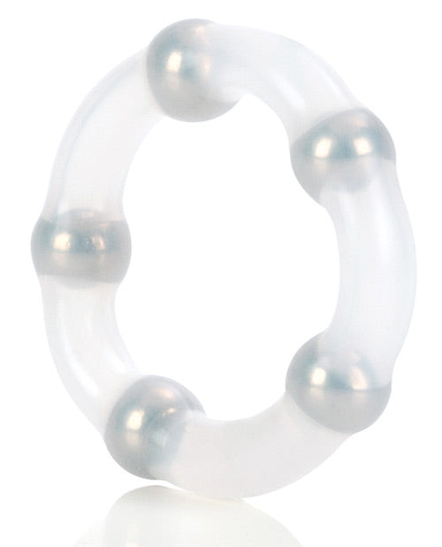 Metallic Bead Ring Silicone Cock Ring - Clear