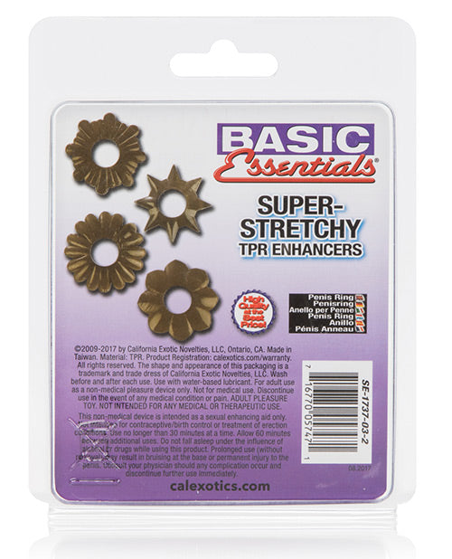 Basic Essentials Super Stretchy Enhancer Cock Rings - Smoke
