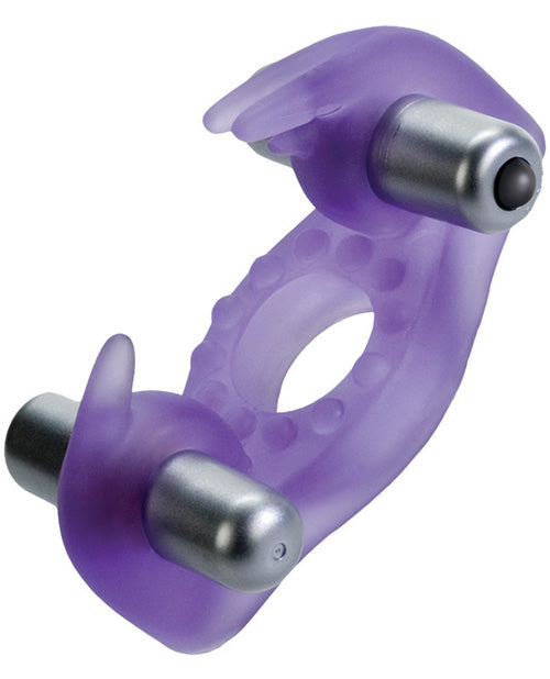 Rocking Rabbit Vibrating Cock Ring with Clitoral Stimulation - Purple