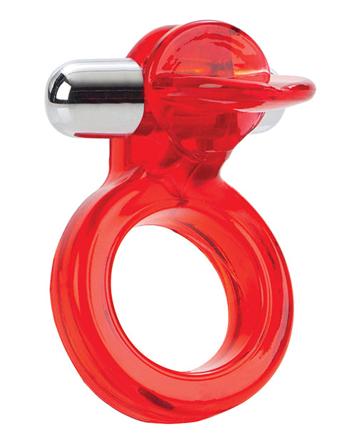 Clit Flicker Vibrating Cock Ring with Clitoral Stimulation - Red
