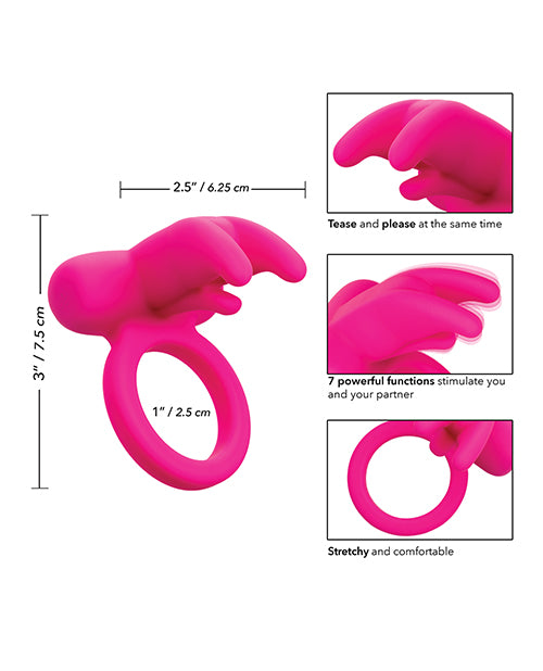 CalExotics Silicone Rechargeable Triple Clit Flicker Cock Ring - Pink
