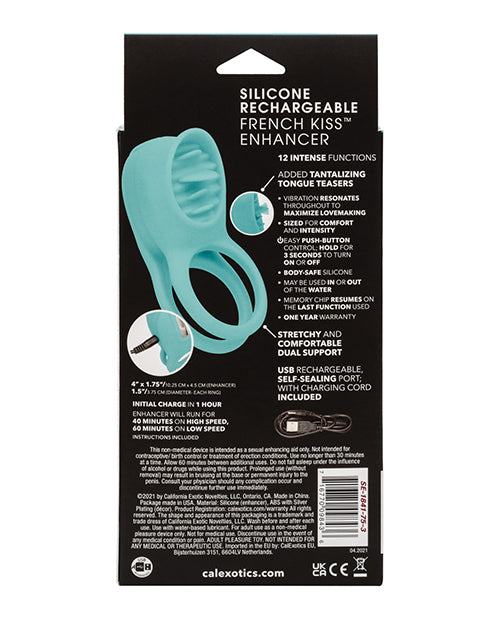 French Kiss Enhancer Silicone Rechargeable Cock Ring - Blue