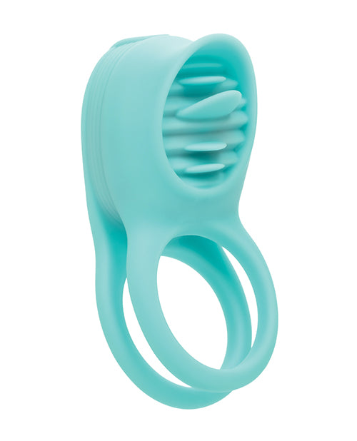 French Kiss Enhancer Silicone Rechargeable Cock Ring - Blue