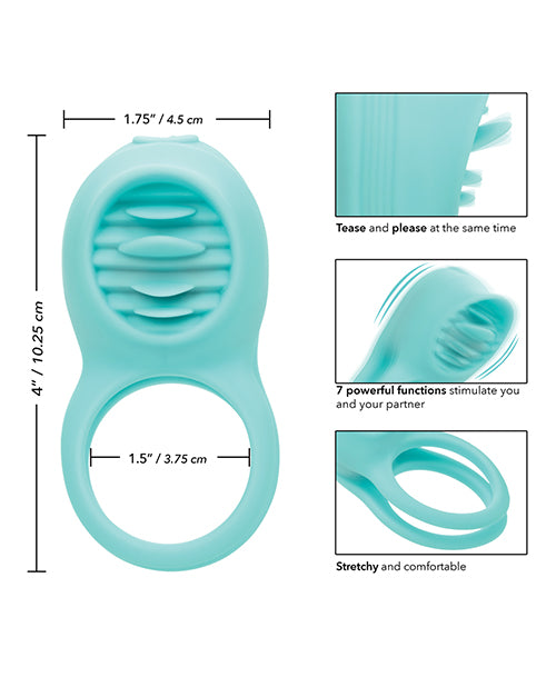 French Kiss Enhancer Silicone Rechargeable Cock Ring - Blue