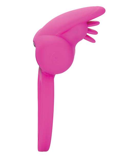 Silicone Rechargeable Dual Clit Flicker Vibrating Cockring Multispeed Waterproof Pink