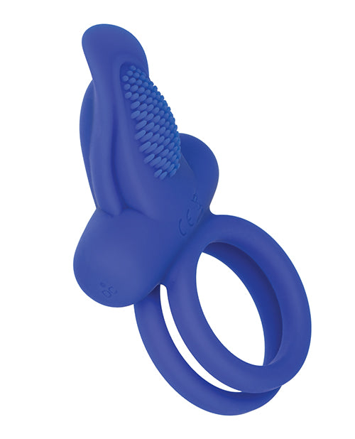 CalExotics Silicone Rechargeable Dual Pleasure Enhancer Cock Ring - Blue