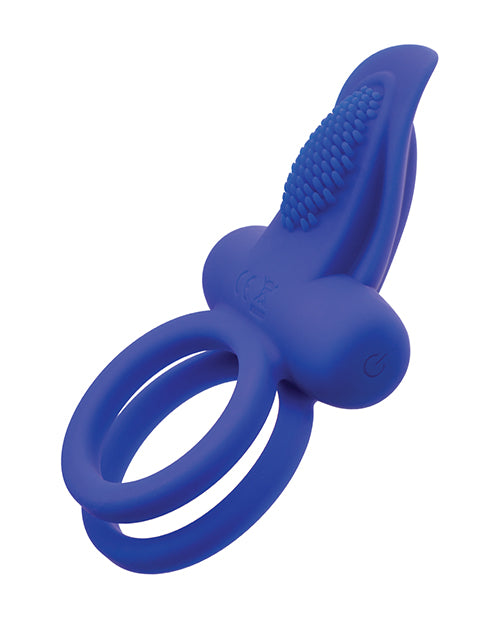 CalExotics Silicone Rechargeable Dual Pleasure Enhancer Cock Ring - Blue