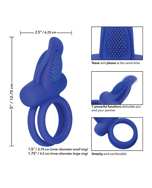 CalExotics Silicone Rechargeable Dual Pleasure Enhancer Cock Ring - Blue