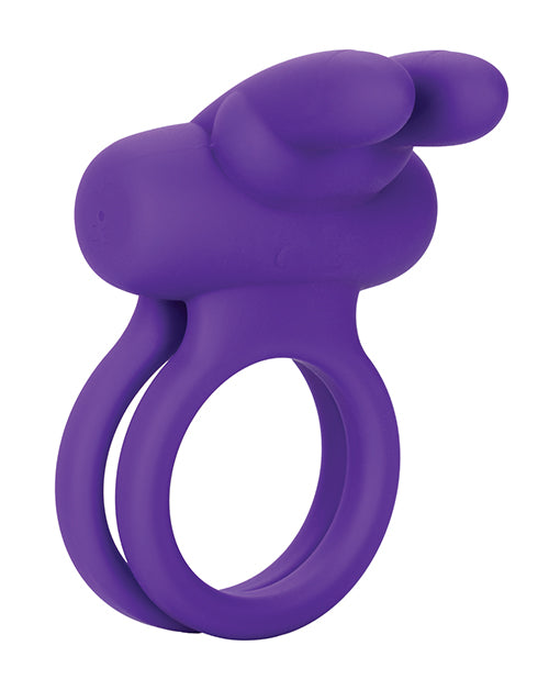 Silicone Rechargeable Dual Rockin Rabbit Multi Speed Cockring Waterproof - Purple