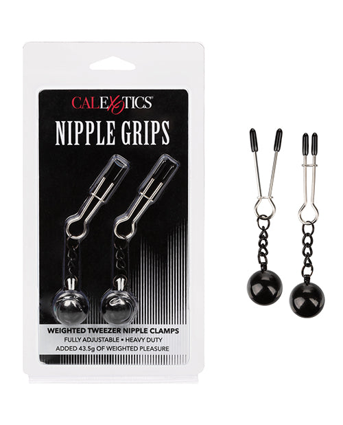 Nipple Grips Weighted Tweezer Nipple Clamps -Silver
