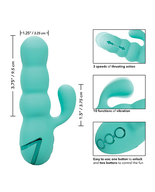 California Dreaming Del Mar Rechargeable Silicone Rabbit Vibrator - Teal
