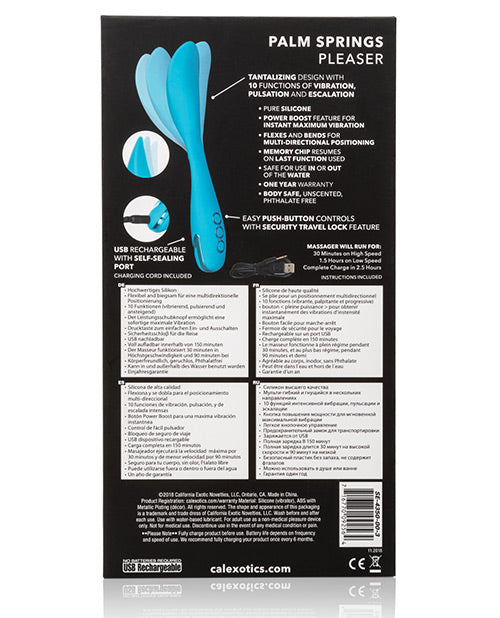 California Dreaming Palm Springs Pleaser Rechargeable Silicone Contoured Vibrator - Blue