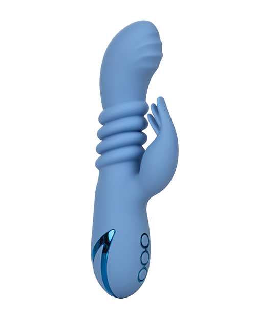 California Dreaming Santa Cruz Coaster Silicone Rechargeable Rabbit Vibrator - Blue