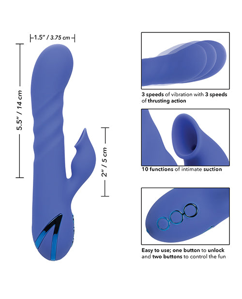 California Dreaming L.A. Love Rechargeable Silicone Rabbit Vibrator with Clitoral Stimulator - Blue