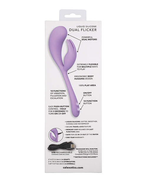Elle Liquid Silicone Dual Flicker Rechargeable Vibrator - Purple