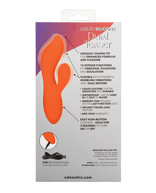 Stella Liquid Silicone Dual Teaser Rechargeable Vibrator - Orange