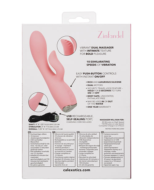 Uncorked Zinfandel Rechargeable Silicone Rabbit Vibrator - Pink