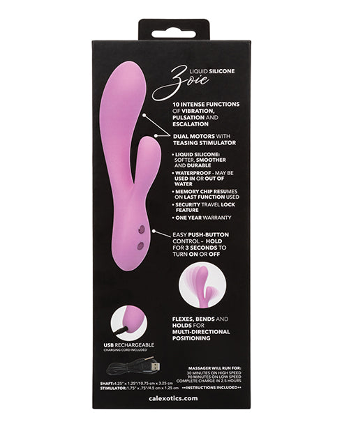 Contour Zoie Rechargeable Silicone Rabbit Vibrator - Pink