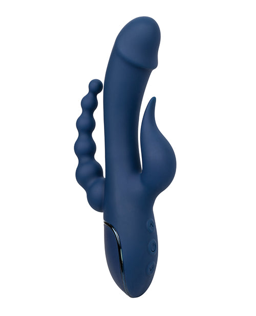 III Triple Orgasm Rechargeable Silicone Stimulating Triple Vibrator - Navy Blue