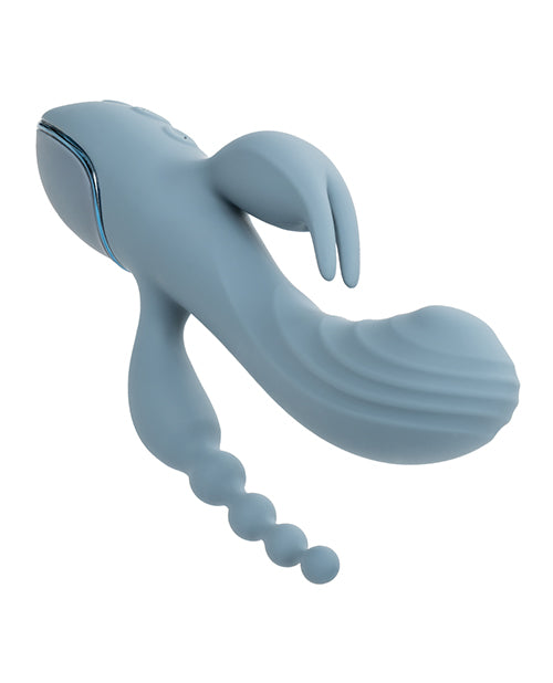 III Triple Ecstasy Rechargeable Silicone Stimulating Triple Vibrator - Blue