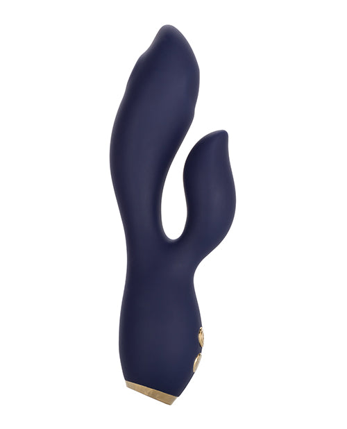 Chic Blossom Rechargeable Silicone Rabbit Vibrator - Blue