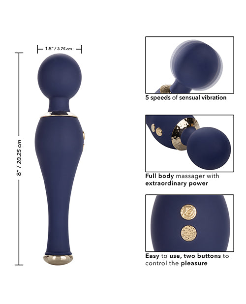 Chic Poppy Rechargeable Silicone Wand Massager - Blue