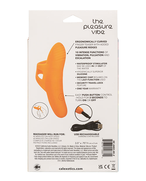 Neon Vibes The Pleasure Vibe Rechargeable Silicone Finger Vibrator - Orange
