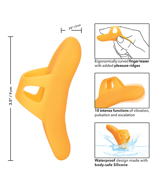Neon Vibes The Pleasure Vibe Rechargeable Silicone Finger Vibrator - Orange