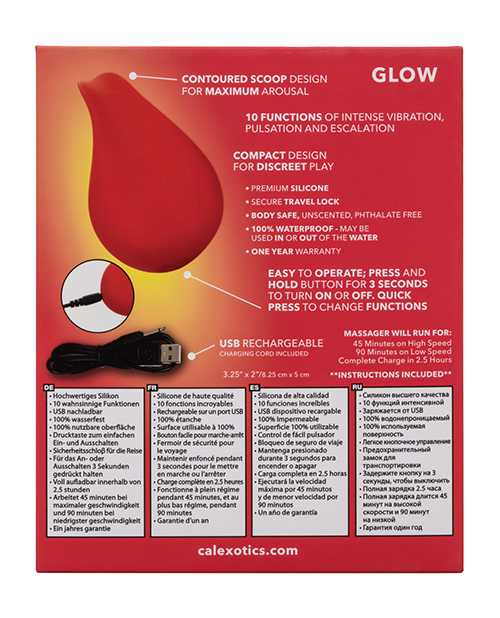 Red Hot Glow Rechargeable Silicone Massager - Red