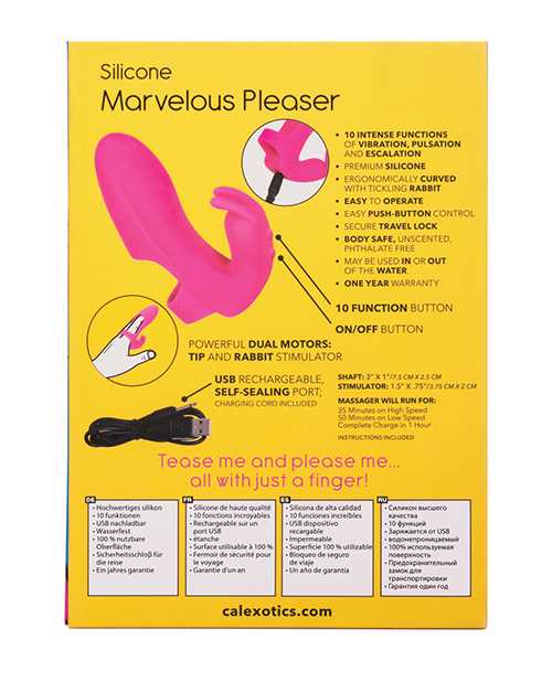 Mini Marvels Marvelous Pleasure Silicone Rechargeable Finger Massager - Pink