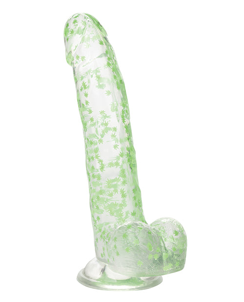 Naughty Bits I Leaf Dick Glow-in-The-Dark Weed Leaf Filled Dildo - Green