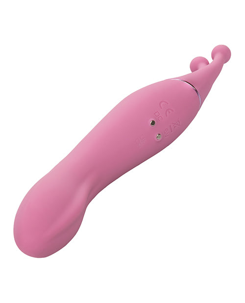 Tempt and Tease Kiss Rechargeable Silicone Vibrator with Clitoral Stimulator - Pink