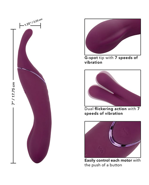 Tempt and Tease Sass Rechargeable Silicone Vibrator with Clitoral Stimulator - Purple