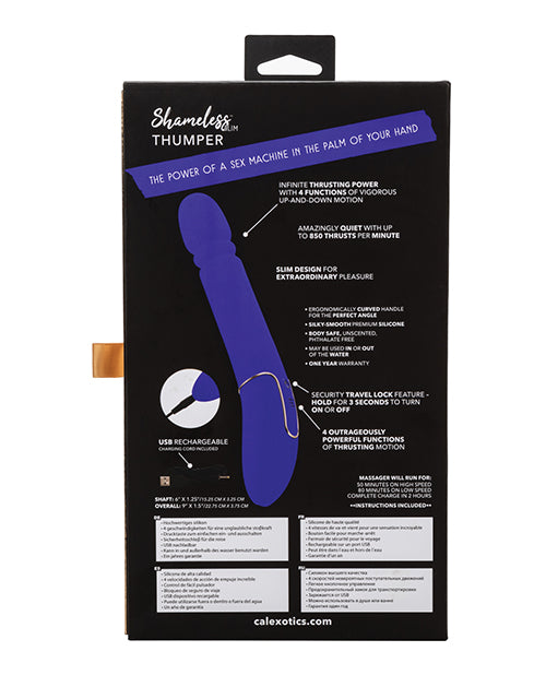 Shameless Slim Thumper Silicone Rechargeable Thrusting Vibrator - Blue