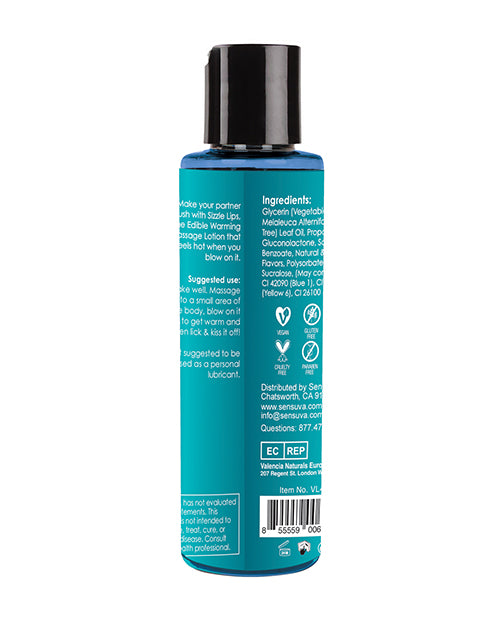 Sizzle Lips Warming Edible Massage Oil Blueberry Ice Pop 4.2oz