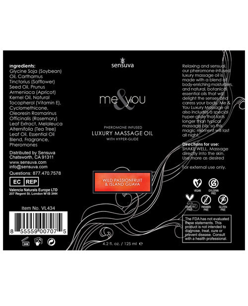 Me and You Pheromone Infused Luxury Massage Oil Wild Passionfruit Island Guava 4.2oz