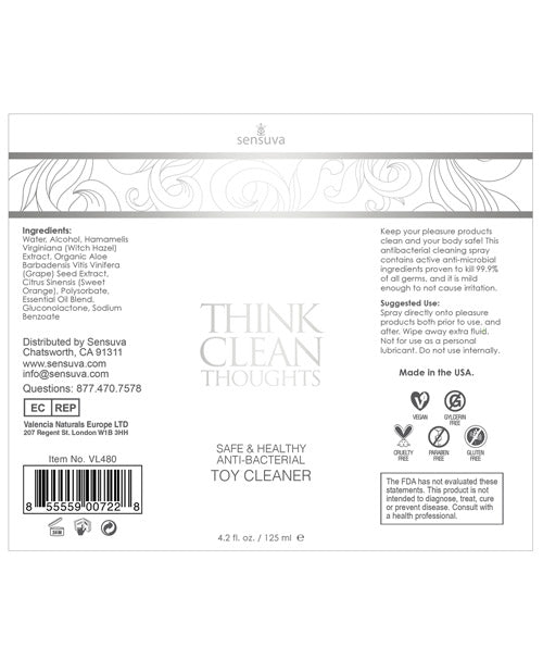 Think Clean thoughts Anti-Bacterial Toy Clearner 4.2oz Spray