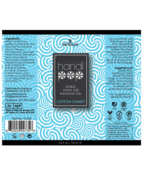 HandiPop Edible Hand Job Massage Gel Cotton Candy 4.2oz