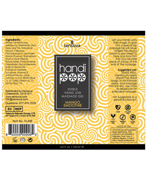 HandiPop Edible Hand Job Massage Gel Mango Smoothie 4.2oz