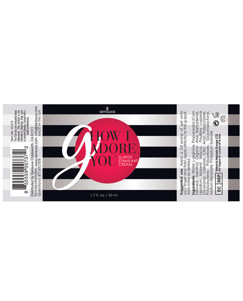 Sensuva G How I Adore You G Spot Stimulant Cream For Her 1.7oz