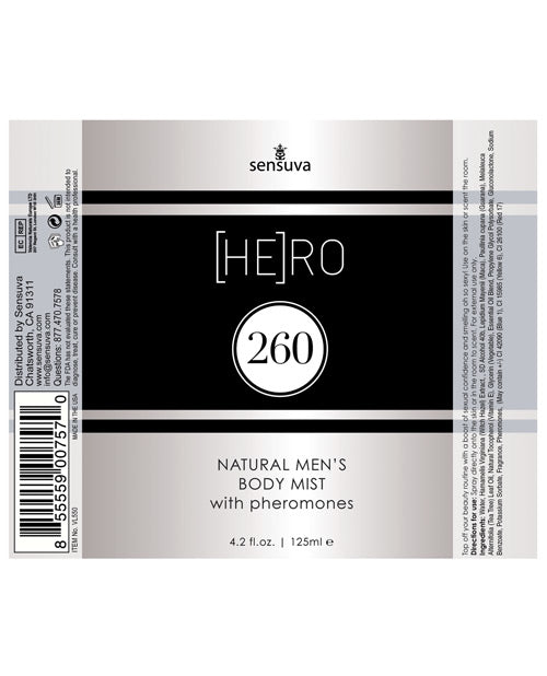 Hero 260 Natural Men`s Body Mist with Pheromones 4.2oz Spray