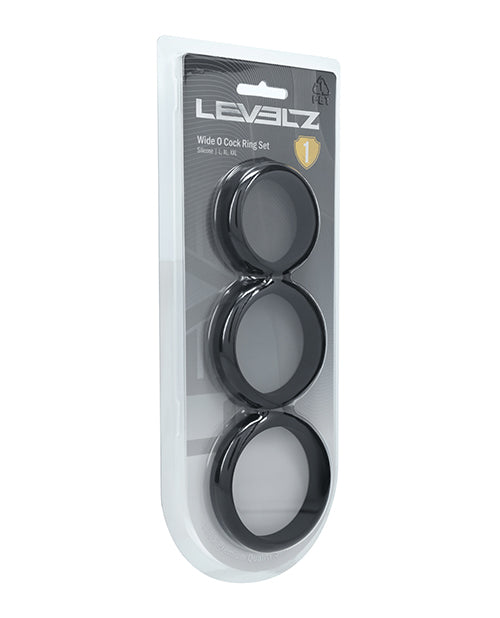 Shots Levelz Wide O Silicone Cock Ring Set of 3 (42 mm