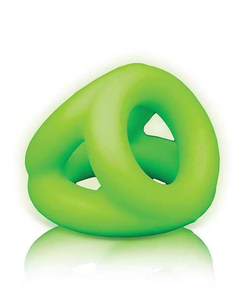 Ouch! Cock Ring and Ball Strap Silicone Glow in the Dark - Green