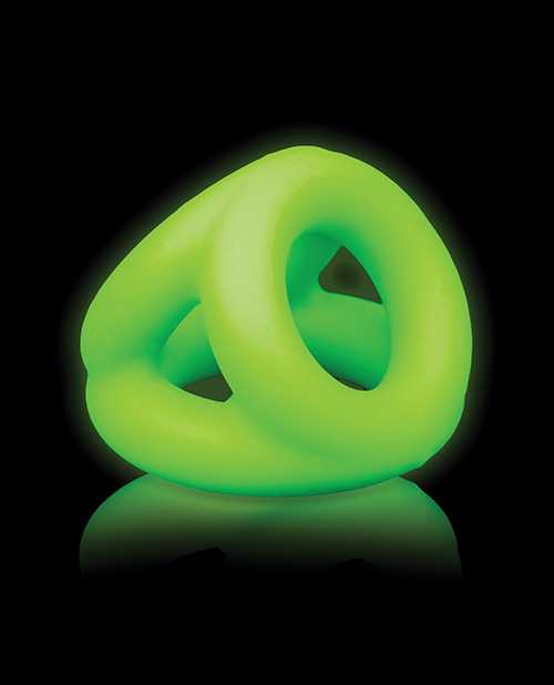 Ouch! Cock Ring and Ball Strap Silicone Glow in the Dark - Green