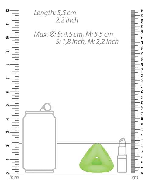 Ouch! Cock Ring and Ball Strap Silicone Glow in the Dark - Green