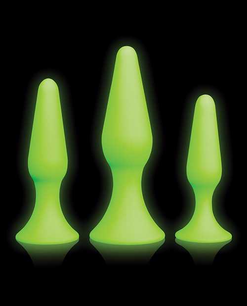 Ouch! Butt Plug Set Glow in the Dark - Green