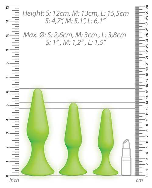 Ouch! Butt Plug Set Glow in the Dark - Green